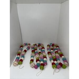 Christmas Peppermint Red White Green Blue Pink Candy Cane Wool Garland